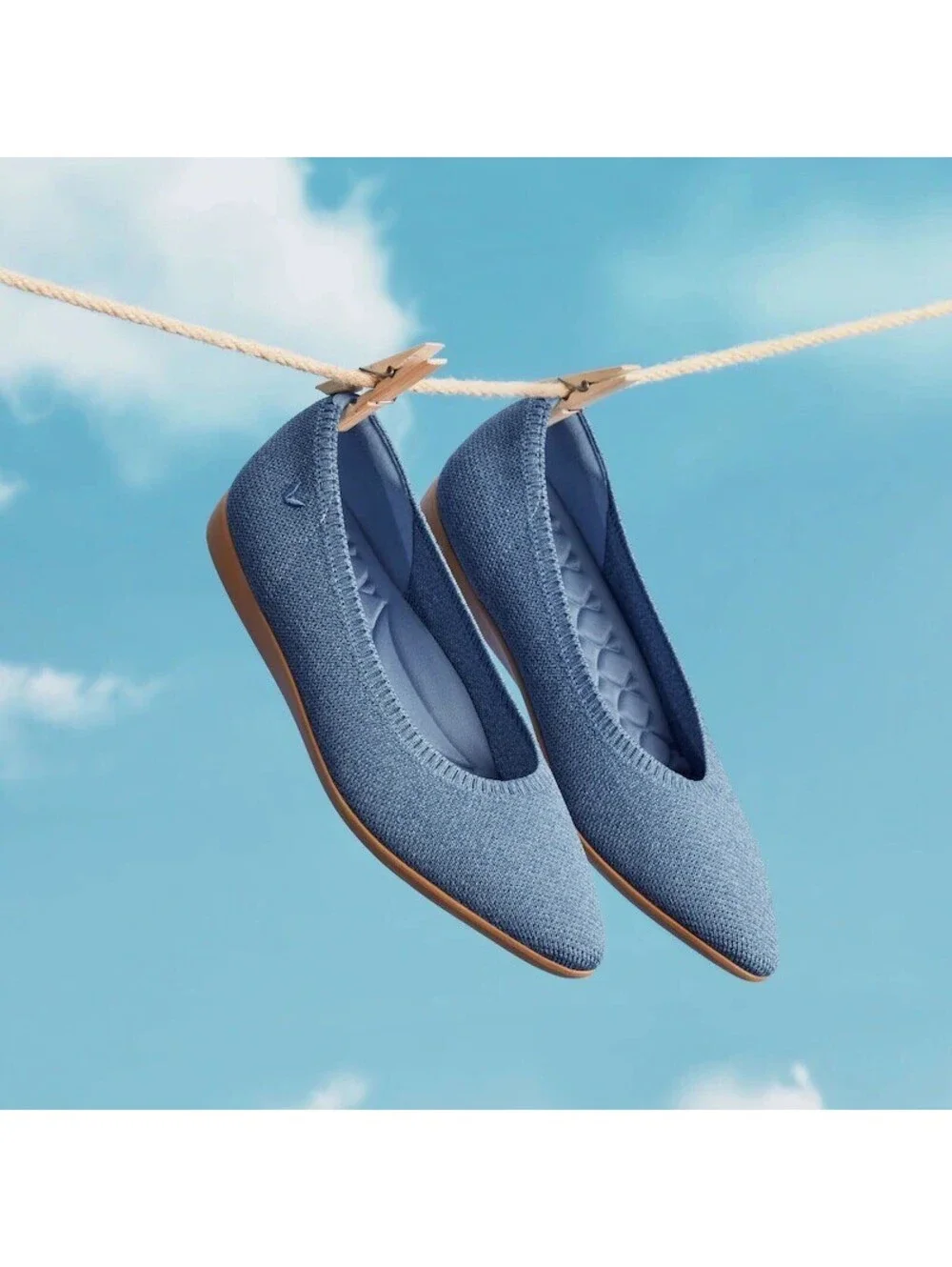 VIVAIA Blue Pointed Toe Knit Flats Eco-Friendly EU 39